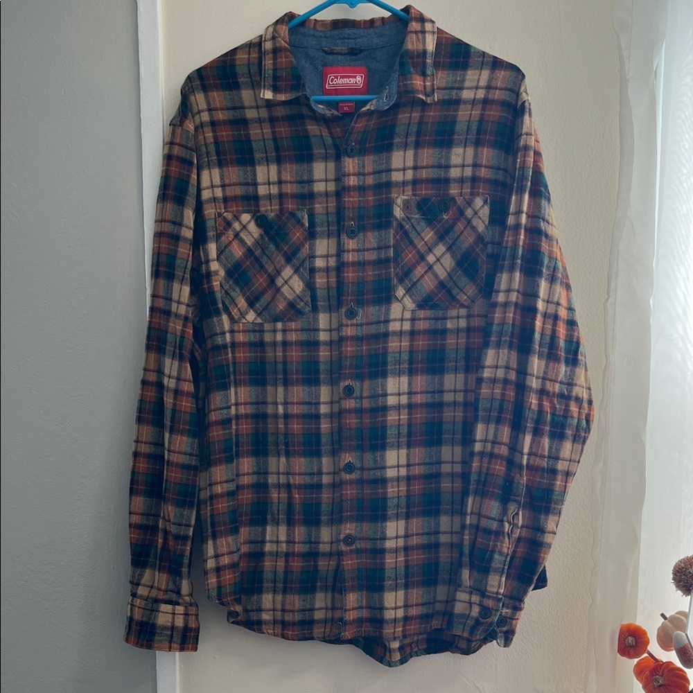 Coleman Men's Plaid Casual Button Down Shirt - Red, Blue, Tan